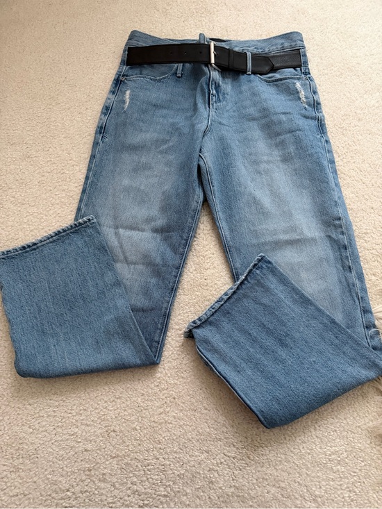 RtA Denim - RtA Dexter Half Belt Jeans Straight Leg Factory Distressed Blue Wash Denim Small